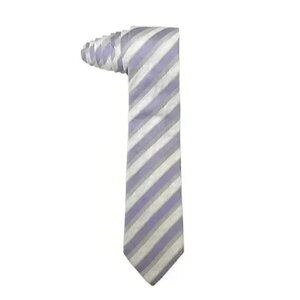 Hugo Boss Silk Tie Purple Grey White Stripes
